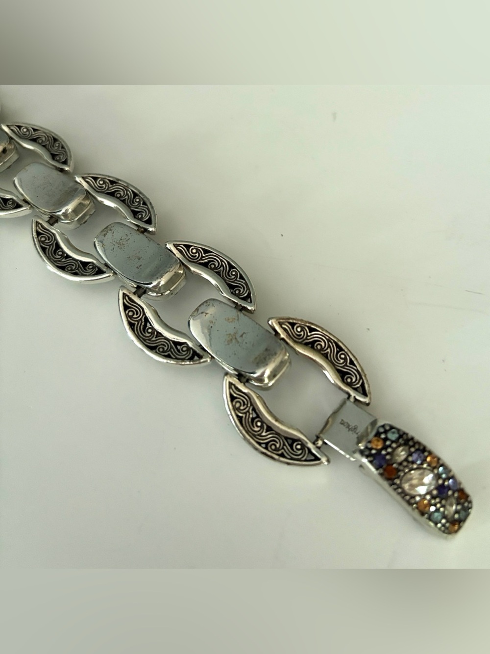 Brighton Jewelry Bracelet Crystal Voyage Chunky Link Bracelet Silver Crystals - Picture 6 of 13